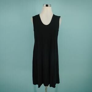 Eileen Fisher Size Small S Black System Scoop Sleeveless A Line Viscose Dress